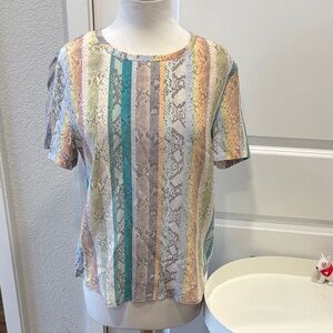 Equipment Riley Snake Print Short Sleeve Top